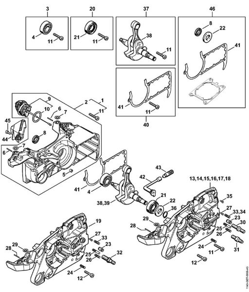 Benzinmotorsägen (MS) MS 362 C-M Kurbelgehäuse der Marke Stihl