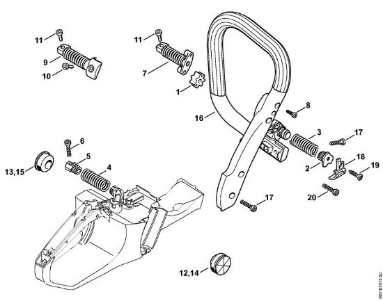 Benzinmotorsägen (MS) MS 362-VW AV-System, Griffrohr der Marke Stihl