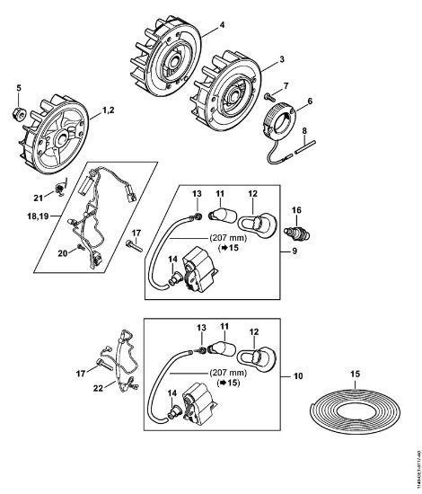 Benzinmotorsägen (MS) MS 362-VW Zündsystem, Schwungrad der Marke Stihl