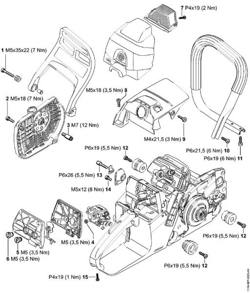 Benzinmotorsägen (MS) MS 382 Anziehdrehmomente der Marke Stihl