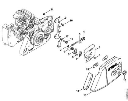 Benzinmotorsägen (MS) MS 382 Kettenspannvorrichtung, Kettenraddeckel der Marke Stihl