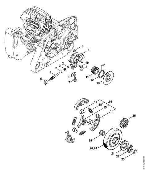 Benzinmotorsägen (MS) MS 382 Ölpumpe, Kupplung der Marke Stihl