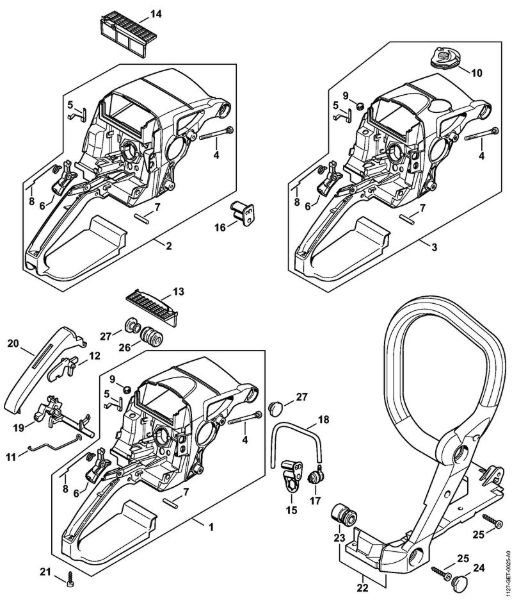 Benzinmotorsägen (MS) MS 390 Griffgehäuse der Marke Stihl
