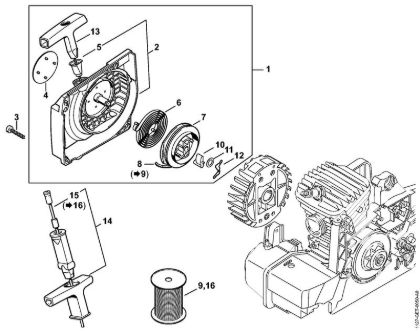 Benzinmotorsägen (MS) MS 390 Lüftergehäuse mit Anwerfvorrichtung der Marke Stihl