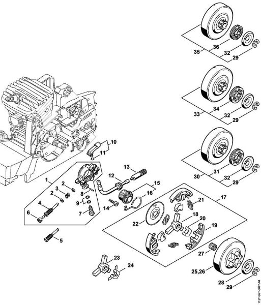 Benzinmotorsägen (MS) MS 390 Ölpumpe, Kupplung der Marke Stihl