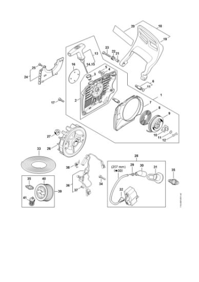 Bild von Anwerfvorrichtung, Handschutz, Zündanlage MS 400 C-M