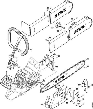 Benzinmotorsägen (MS) MS 440-D Umrüstsatz Rettungssäge (27.2000), (31.2005), (15.2007) der Marke Stihl
