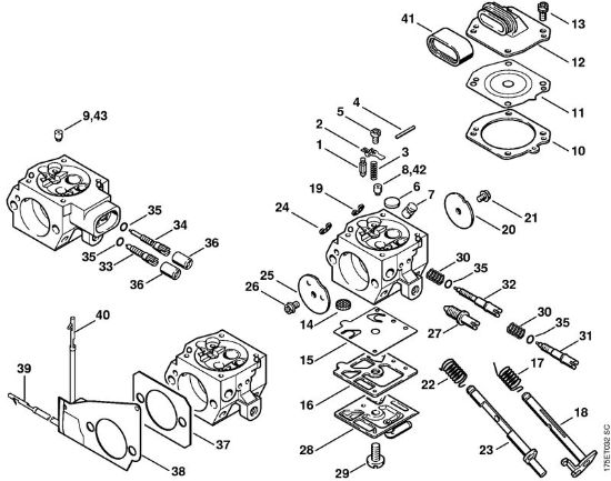 Benzinmotorsägen (MS) MS 440-W Vergaser HD-15, HD-17 der Marke Stihl