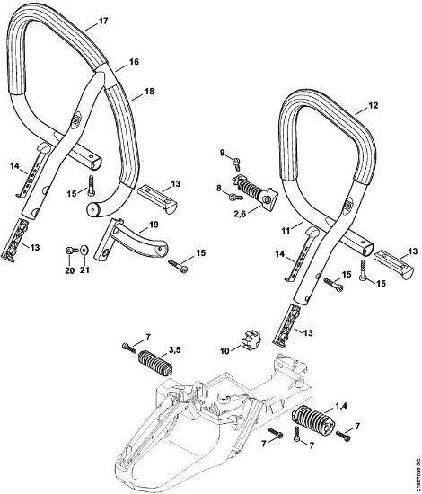 Benzinmotorsägen (MS) MS 441 AV-System, Griffrohr der Marke Stihl