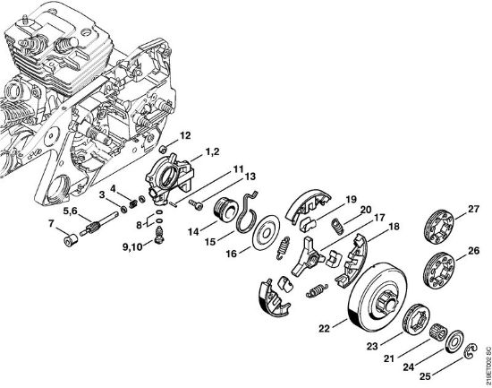 Benzinmotorsägen (MS) MS 441 C-Q Ölpumpe, Kupplung der Marke Stihl