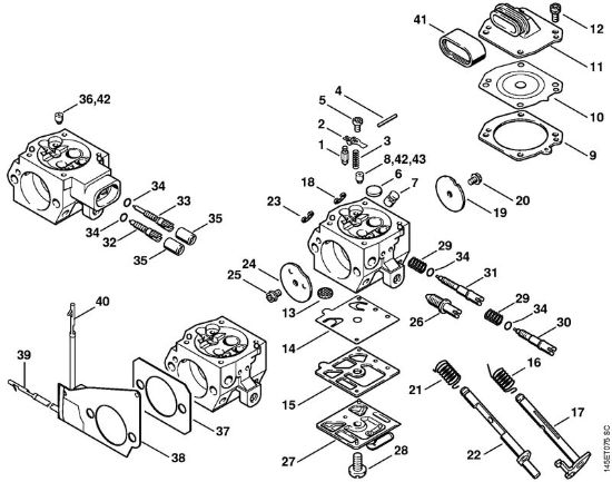 Benzinmotorsägen (MS) MS 460-D Vergaser HD-14, HD-16, HD-24 der Marke Stihl