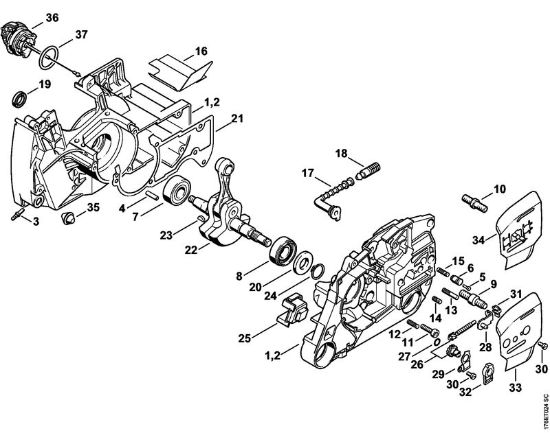 Benzinmotorsägen (MS) MS 460-Z Magnum Kurbelgehäuse, Kurbelwelle der Marke Stihl