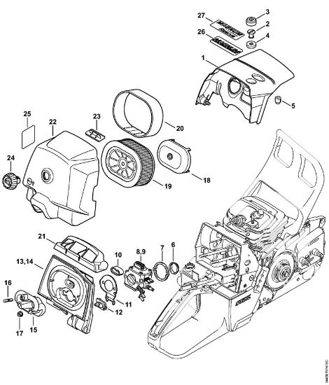 Benzinmotorsägen (MS) MS 461-VW Haube, Luftfilter der Marke Stihl