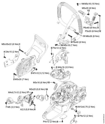 Benzinmotorsägen (MS) MS 462 C-M VW Anziehdrehmomente der Marke Stihl