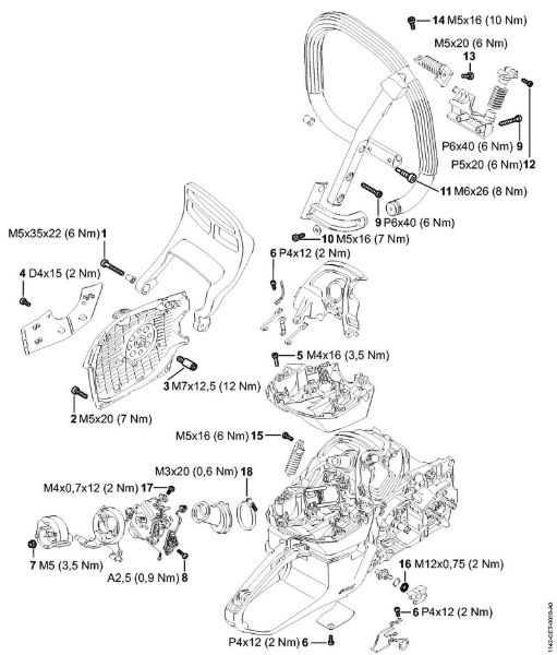Benzinmotorsägen (MS) MS 462 C-M VW Anziehdrehmomente der Marke Stihl