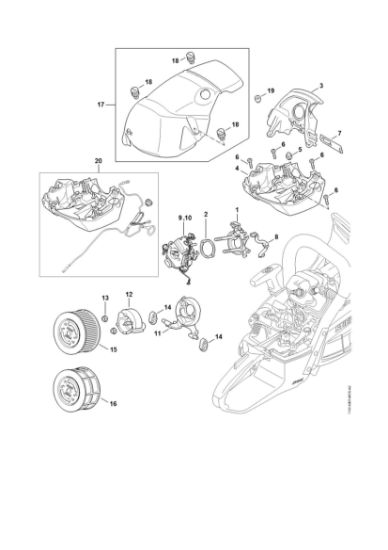 Bild von Vergaserträger, Luftfilter, Haube M-Tronic (Heizung) MS 462 C-M VW