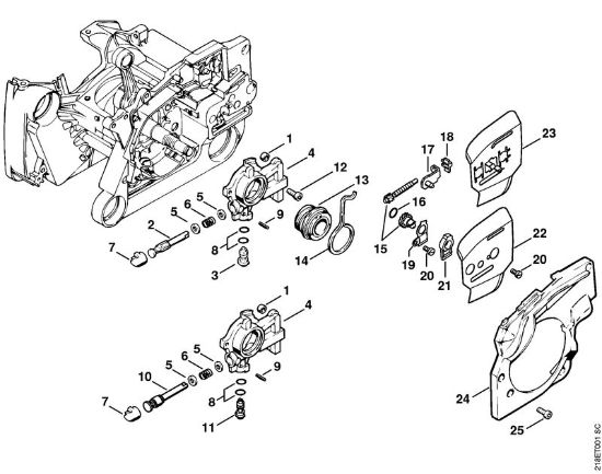 Benzinmotorsägen (MS) MS 650 Ölpumpe, Kettenspannvorrichtung der Marke Stihl