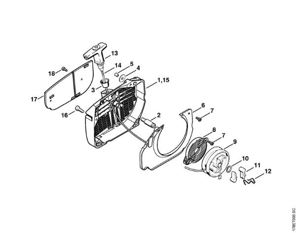 Benzinmotorsägen (MS) MS 650 Magnum BR Anwerfvorrichtung der Marke Stihl
