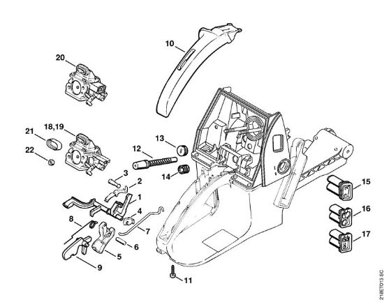 Benzinmotorsägen (MS) MS 650 Magnum BR Gasbetätigung der Marke Stihl