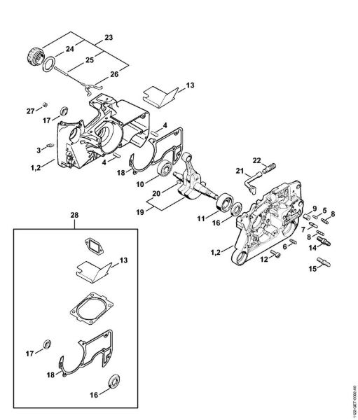 Benzinmotorsägen (MS) MS 660-Magnum Kurbelgehäuse der Marke Stihl