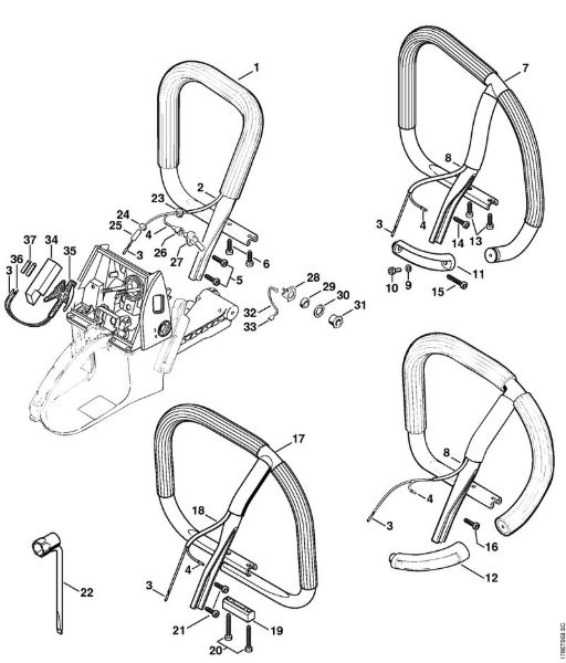 Benzinmotorsägen (MS) MS 660-W Griffrohr (Heizung) der Marke Stihl