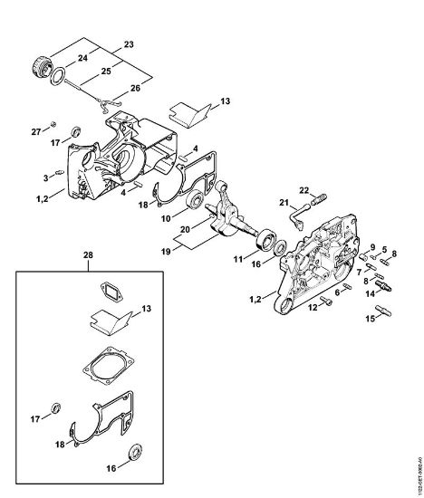 Benzinmotorsägen (MS) MS 660-W Kurbelgehäuse der Marke Stihl