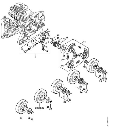 Benzinmotorsägen (MS) MS 661 Ölpumpe, Kupplung der Marke Stihl