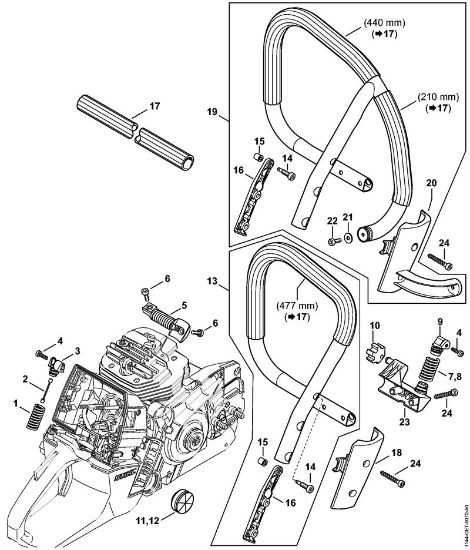 Benzinmotorsägen (MS) MS 661 C-M AV-System, Griffrohr der Marke Stihl