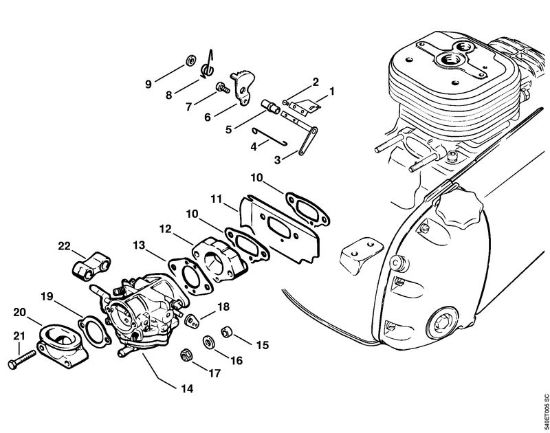 Benzinmotorsägen (MS) MS 720 Drehzahlregler, Vergaser der Marke Stihl