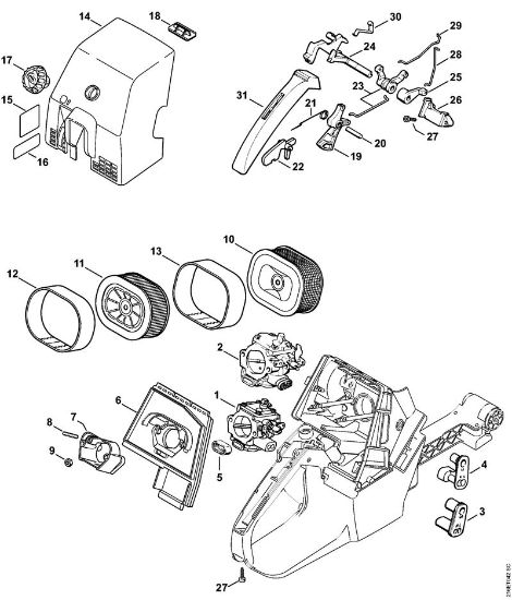 Benzinmotorsägen (MS) MS 880 Luftfilter der Marke Stihl