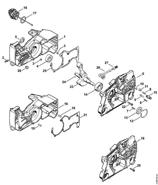 Benzinmotorsägen (MS) MS 880-R Kurbelgehäuse der Marke Stihl