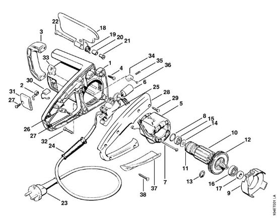 Elektro-Motorsägen (MSE) E 10 Gehäuse, Anker, Schutz der Marke Stihl