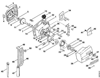 Elektro-Motorsägen (MSE) E 10 Getriebegehäuse, Ölpumpe, Kettenraddeckel der Marke Stihl