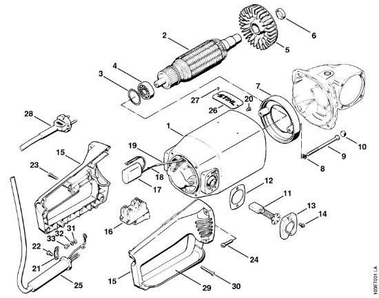 Elektro-Motorsägen (MSE) E 15 Gehäuse, Handgriff, Anschlussleitung der Marke Stihl