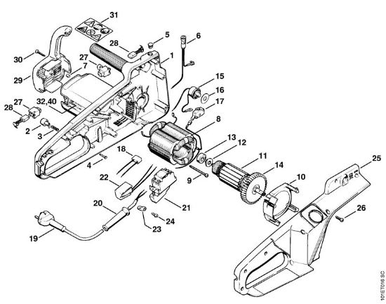 Elektro-Motorsägen (MSE) E 20 Elektromotor E 220, E 20 der Marke Stihl