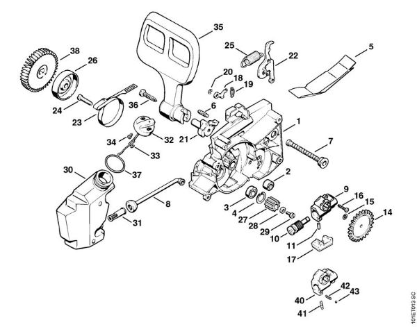Elektro-Motorsägen (MSE) E 20 Ölpumpe, Kettenbremse der Marke Stihl