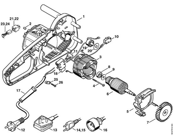 Elektro-Motorsägen (MSE) MSE 180 C-BQ Elektromotor MSE 140 C, 160 C, 180 C der Marke Stihl