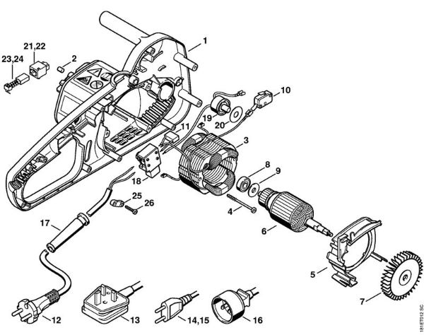 Elektro-Motorsägen (MSE) MSE 180 C-BQ Elektromotor MSE 140 C, 160 C, 180 C der Marke Stihl