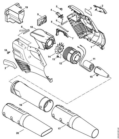 Akku-Blasgeräte (BGA) BGA 56 Griffgehäuse, Elektromotor, Gebläse der Marke Stihl