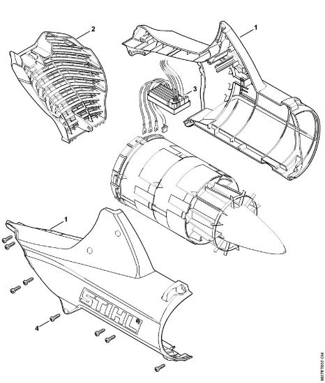 Akku-Blasgeräte (BGA) BGA 85 Gebläsegehäuse, Elektronikmodul der Marke Stihl