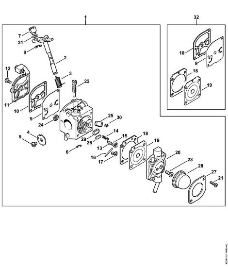 Blasgeräte (BG, BR) BG 45 Vergaser C1Q-S48 BG 45 (04.2001) der Marke Stihl