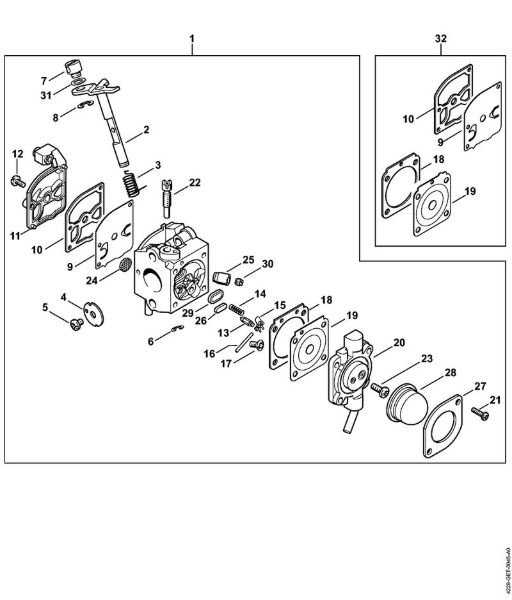 Blasgeräte (BG, BR) BG 45 Vergaser C1Q-S48 BG 45 (04.2001) der Marke Stihl