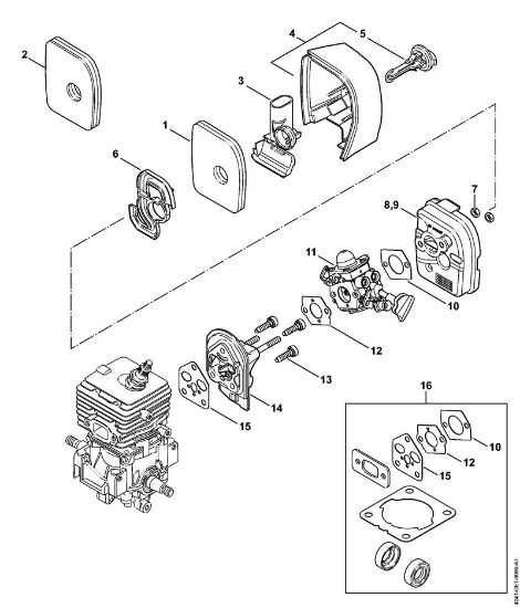Blasgeräte (BG, BR) BG 66 C-E D Luftfilter, Zwischenflansch der Marke Stihl