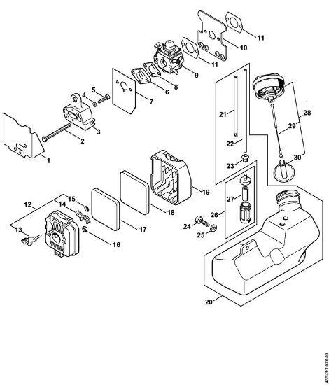 Blasgeräte (BG, BR) BG 75 Luftfilter, Kraftstofftank der Marke Stihl