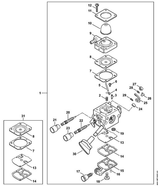 Blasgeräte (BG, BR) BR 200-D Vergaser 4241/19 (037.2018) der Marke Stihl