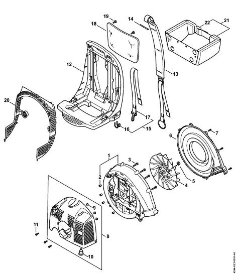 Blasgeräte (BG, BR) BR 350 Gebläsegehäuse, Haube, Rückenplatte der Marke Stihl