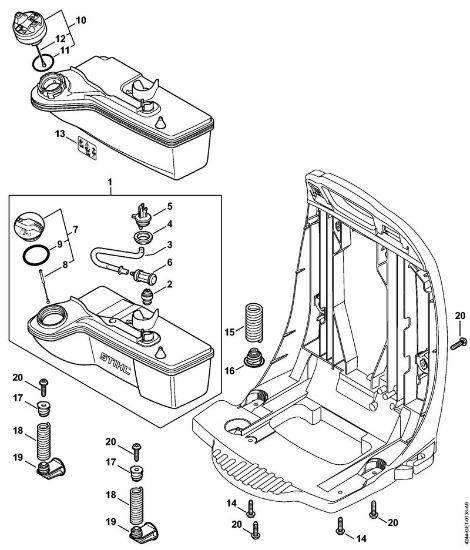 Blasgeräte (BG, BR) BR 350 Kraftstofftank, AV-System der Marke Stihl