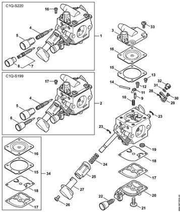 Blasgeräte (BG, BR) BR 350 Vergaser C1Q-S220, C1Q-S199 der Marke Stihl