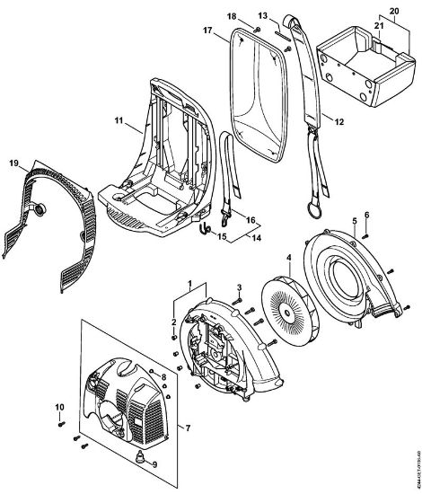 Blasgeräte (BG, BR) BR 450 C-EF Gebläsegehäuse, Haube, Rückenplatte BR 450 C-EF der Marke Stihl