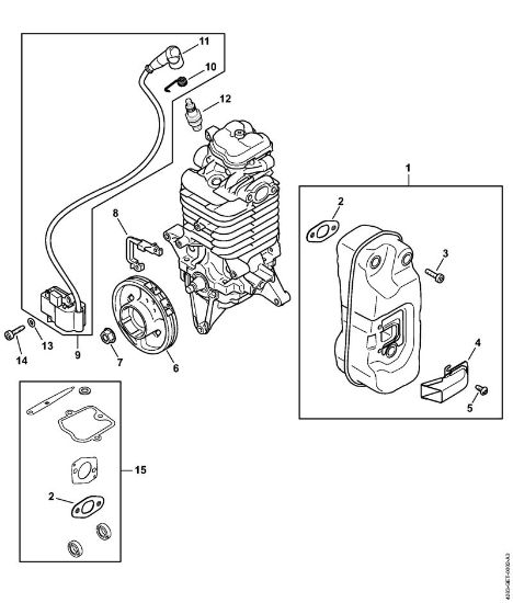 Blasgeräte (BG, BR) BR 800 C-E Schalldämpfer, Zündanlage der Marke Stihl